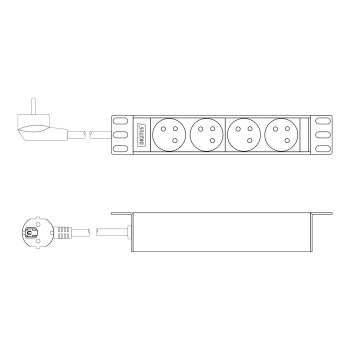 DIGITUS 10" Steckdosenleiste mit Aluminiumprofil, 4-fach CEE 7/5 Steckdosen