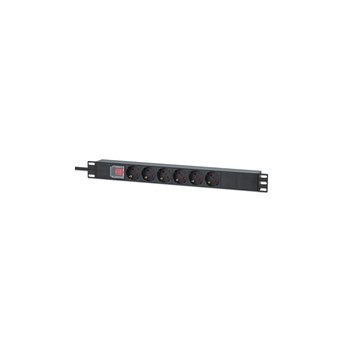 Intellinet 714914. Rack capacity: 1U, Type: Single-phase, Housing material: Aluminum. Number of AC outputs: 6 AC outputs, AC plug types: Type F, Plug: Type F. Cable length: 2 m, Certification: CE RoHS REACH IEC 60297 IEC 60884. Nominal input voltage