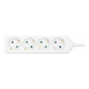 Manhattan Power Distribution Unit EU (2-pin), x4 gang/output, 2m cable, 16A, White, Extension Lead, PDU, Power Strip, Three Year Warranty - Ciabatta - AC 220-250 V - 3680 Watt - Ingresso, Ingresso tipo F - Uscite: 4 (tipo F) - Cavo da 2 m -