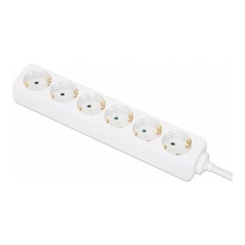 Manhattan Power Distribution Unit EU (2-pin), x6 gang/output, 2m cable, 16A, White, Extension Lead, PDU, Power Strip, Three Year Warranty - Steckdosenleiste - AC 220-250 V - 3680 Watt - Eingabe, Eingang Typ F - Ausgangsanschlüsse: 6 (Typ F) - 2 m Schnur -