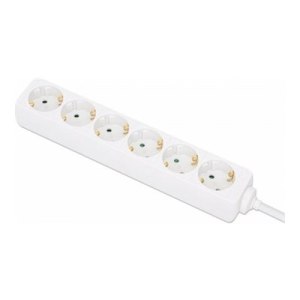 Manhattan Power Distribution Unit EU (2-pin), x6 gang/output, 2m cable, 16A, White, Extension Lead, PDU, Power Strip, Three Year Warranty - Ciabatta - AC 220-250 V - 3680 Watt - Ingresso, Ingresso tipo F - Uscite: 6 (tipo F) - Cavo da 2 m -