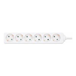 Manhattan Power Distribution Unit EU (2-pin), x6 gang/output, 2m cable, 16A, White, Extension Lead, PDU, Power Strip, Three Year Warranty - Steckdosenleiste - AC 220-250 V - 3680 Watt - Eingabe, Eingang Typ F - Ausgangsanschlüsse: 6 (Typ F) - 2 m Schnur -