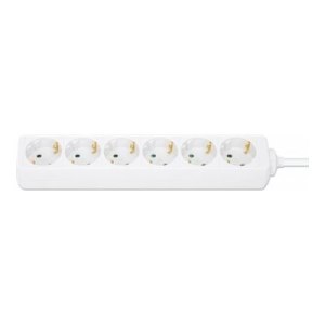 Manhattan Power Distribution Unit EU (2-pin), x6 gang/output, 2m cable, 16A, White, Extension Lead, PDU, Power Strip, Three Year Warranty - Steckdosenleiste - AC 220-250 V - 3680 Watt - Eingabe, Eingang Typ F - Ausgangsanschlüsse: 6 (Typ F) - 2 m Schnur -