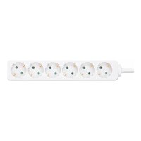 Manhattan Power Distribution Unit EU (2-pin), x6 gang/output, 2m cable, 16A, White, Extension Lead, PDU, Power Strip, Three Year Warranty - Ciabatta - AC 220-250 V - 3680 Watt - Ingresso, Ingresso tipo F - Uscite: 6 (tipo F) - Cavo da 2 m -