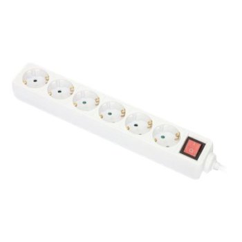 Manhattan Power Distribution Unit EU (2-pin), x6 gang/output with on/off switch, 2m cable, 16A, White, Extension Lead, PDU, Power Strip, Three Year Warranty - Power strip - with switch - AC 220-250 V - 3680 Watt - Input, Type F inlet - Output description