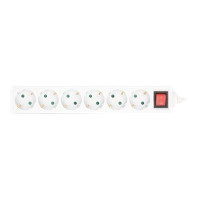 Manhattan Power Distribution Unit EU (2-pin), x6 gang/output with on/off switch, 2m cable, 16A, White, Extension Lead, PDU, Power Strip, Three Year Warranty - Ciabatta - con interruttore - AC 220-250 V - 3680 Watt - Ingresso, Ingresso tipo F - Uscita