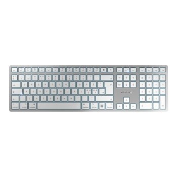 CHERRY KW 9100 SLIM - Tastatur - kabellos - 2.4 GHz, Bluetooth 4.0 - Pan-Nordic - Tastenschalter: CHERRY SX - weiß, Silber