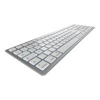 CHERRY KW 9100 SLIM - Tastatur - kabellos - 2.4 GHz, Bluetooth 4.0 - Pan-Nordic - Tastenschalter: CHERRY SX - weiß, Silber