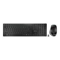 CHERRY DW 9500 SLIM - Tastatur-und-Maus-Set - kabellos - 2.4 GHz, Bluetooth 4.0 - AZERTY - Französisch - Tastenschalter: CHERRY SX - Grau, Schwarz - plastikfreie Verpackung