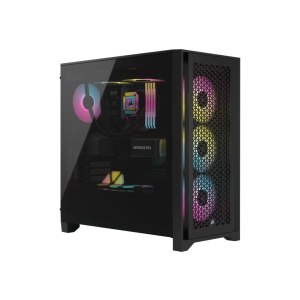 CORSAIR iCUE 4000D RGB Airflow - Mid tower - E-ATX - Seitenteil mit Fenster (gehärtetes Glas) - keine Spannungsversorgung (ATX) - Schwarz - USB/Audio