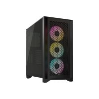 CORSAIR iCUE 4000D RGB Airflow - Mid tower - E-ATX - Seitenteil mit Fenster (gehärtetes Glas) - keine Spannungsversorgung (ATX) - Schwarz - USB/Audio