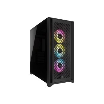 CORSAIR iCUE 5000D RGB Airflow - Mid tower - E-ATX - Seitenteil mit Fenster (gehärtetes Glas) - keine Spannungsversorgung (ATX) - Schwarz - USB/Audio