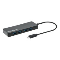 Manhattan USB-C Dock/Hub, Ports (x7): USB-A (x7), 5 Gbps (USB 3.2 Gen1 aka USB 3.0), External Power Supply Not Needed, Cable 15cm, SuperSpeed USB, Black, Three Year Warranty, Blister - Hub - Typ C - 7 x USB 3.2 Gen 1 - Desktop