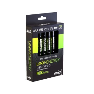 Verico LoopEnergy Li-Ion battery AAA900 USB-C 4-pack...