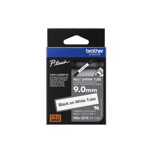 Brother HSe-221E - Nero su bianco - Rotolo (0,9 cm x 1,5 m)