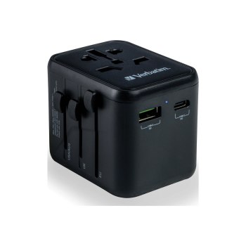 Verbatim UTA-02 - Netzteil - 20 Watt - 3 A - Quick Charge 3.0 - 3 Ausgabeanschlussstellen (USB, BS 1362, 24 pin USB-C)