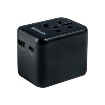 Verbatim UTA-02 - Netzteil - 20 Watt - 3 A - Quick Charge 3.0 - 3 Ausgabeanschlussstellen (USB, BS 1362, 24 pin USB-C)