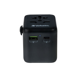 Verbatim UTA-02 - Netzteil - 20 Watt - 3 A - Quick Charge 3.0 - 3 Ausgabeanschlussstellen (USB, BS 1362, 24 pin USB-C)