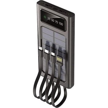 2GO Powerbank Solar 10000mAh con torcia LED nera