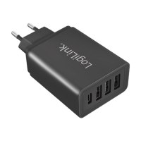 LogiLink Netzteil - 27 Watt - Fast Charge - 4 Ausgabeanschlussstellen (3 x USB Typ A, 24 pin USB-C)