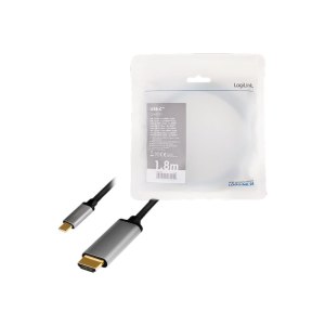 LogiLink Adapterkabel - HDMI männlich zu 24 pin USB-C männlich - 1.8 m - Dreifachisolierung - Schwarz - unterstützt 4K 60 Hz (3840 x 2160)