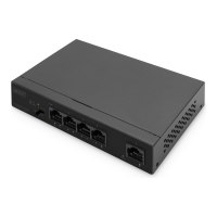 DIGITUS 4- Port Gigabit PoE Netzwerkswitch, Desktop, unmanaged, 1 Uplink Port RJ45, 60 W, af/at