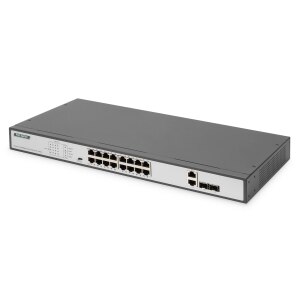 DIGITUS 16-port Fast Ethernet PoE network switch, 19...