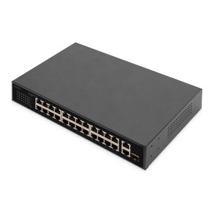 DIGITUS 24-port Fast Ethernet PoE network switch, 19...