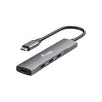 Equip USB-C-zu-4-Port-USB-3.2 Gen 1-Hubs. Hostschnittstelle: USB 3.2 Gen 1 (3.1 Gen 1) Type-C, Hub-Schnittstellen: USB 3.2 Gen 1 (3.1 Gen 1) Type-C. Datenübertragungsrate: 5000 Mbit/s, Produktfarbe: Schwarz, Silber, Gehäusematerial: Aluminium. Netzteiltyp