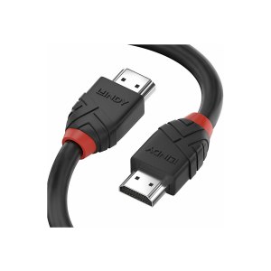 Lindy Black Line - Cavo HDMI - Da HDMI maschio a HDMI maschio - 1 m - Tripla schermatura - Nero - Rotondo, supporta 8K 60 Hz (7680 x 4320)