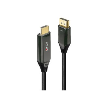 Lindy Adapterkabel - DisplayPort männlich zu HDMI männlich - 1 m - abgeschirmt - Schwarz - rund, unterstützt 8K 60 Hz (7680 x 4320)