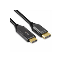 Lindy Adapterkabel - DisplayPort männlich zu HDMI männlich - 1 m - abgeschirmt - Schwarz - rund, unterstützt 8K 60 Hz (7680 x 4320)