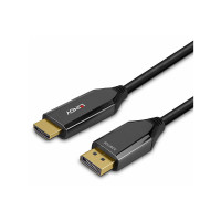 Lindy Adapterkabel - DisplayPort männlich zu HDMI männlich - 1 m - abgeschirmt - Schwarz - rund, unterstützt 8K 60 Hz (7680 x 4320)