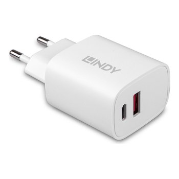 Alimentatore Lindy - 20 Watt - 3 A - PD 3.0 - 2 porte di uscita (USB, USB-C a 24 pin)