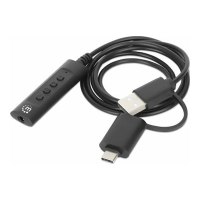 Manhattan USB-C e USB-A a cavo adattatore audio ausiliario stereo da 3,5 mm, 2 in 1, maschio a femmina, cavo da 1 m, supporta il microfono e la funzione audio di una cuffia, standard CTIA, controllo del volume e della disattivazione dellaudio, nero