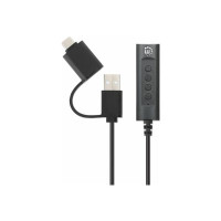 Manhattan USB-C e USB-A a cavo adattatore audio ausiliario stereo da 3,5 mm, 2 in 1, maschio a femmina, cavo da 1 m, supporta il microfono e la funzione audio di una cuffia, standard CTIA, controllo del volume e della disattivazione dellaudio, nero