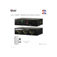 Club 3D CSV-1381 - Commutatore video/audio - 3-a-1, 8K 60 Hz/4K 120 Hz