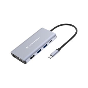 Conceptronic Dock USB-C->HDMI 2xUSB-A GbE 100WPD+ 25cm gr