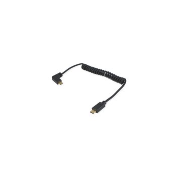 Equip USB 2.0 C auf C 90° abgewinkeltes Spiralkabel - Stecker/Stecker - 1 m - 1 m - USB C - USB C - USB 2.0 - 480 Mbit/s - Schwarz