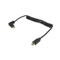 Equip USB 2.0 C auf C 90° abgewinkeltes Spiralkabel - Stecker/Stecker - 1 m - 1 m - USB C - USB C - USB 2.0 - 480 Mbit/s - Schwarz