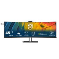 Philips 45B1U6900CH - 6000 Series - LED-Monitor - gebogen - 114.3 cm (45") (44.5" sichtbar) - 5120 x 1440 Dual Quad HD @ 75 Hz - VA - 450 cd/m² - 3000:1 - DisplayHDR 400 - 4 ms - 2xHDMI, DisplayPort, 2xUSB-C - Lautsprecher - Schwarz