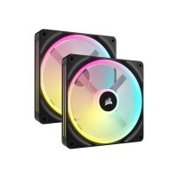 Corsair iCUE LINK QX140 RGB - Gehäuselüfter - mit Temperatursensor - 140 mm - Schwarz (Packung mit 2)