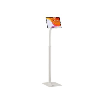 Manhattan Floor Stand (Anti theft) for Tablet and iPad, Universal, 360° Rotation, Tilt +20° to -110°, White, Lockable, Tablets 7.9" to 11", Height adjustable 790 to 1190mm,Extendable clamps: height 200 to 246mm/width 129 to 181mm,Can be bolted to floor (p