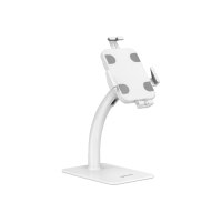 Manhattan Desktop Kiosk Stand (Anti theft) for Tablet and iPad, Universal, 360° Rotation, Tilt +20° to -110°, White, Lockable, Countertop Holder for 7.9" to 11" Tablets, Extendable clamps: height 200 to 246mm/width 129 to 181mm, Lifetime warranty - Aufste