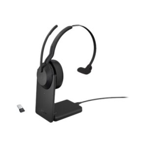 Jabra Evolve2 55 UC Mono - Headset - On-Ear - Bluetooth - kabellos - aktive Rauschunterdrückung - USB-A - Schwarz - mit Ladestation - Cisco Webex Certified, Alcatel-Lucent-zertifiziert, Avaya Certified, MFi Certified, Google Meet Certified, Amazon Chime C