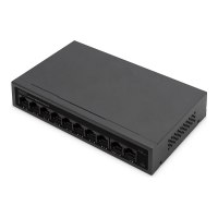 DIGITUS Switch di rete PoE Gigabit a 8+2 porte, desktop, non gestito, 60 W, af/at