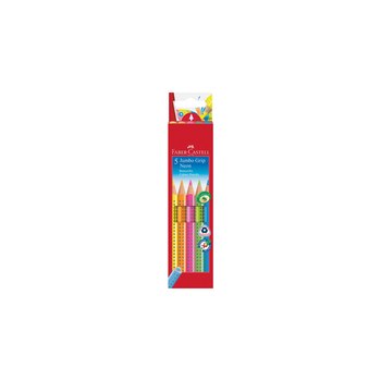 Faber-Castell Farbstifte Jumbo Grip Neon 5er Kartonetui. Menge pro Packung: 5 Stück(e), Schreibfarben: Blau, Grün, Orange, Pink, Gelb, Material: Holz