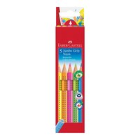 Faber-Castell Farbstifte Jumbo Grip Neon 5er Kartonetui. Menge pro Packung: 5 Stück(e), Schreibfarben: Blau, Grün, Orange, Pink, Gelb, Material: Holz