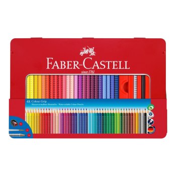 Faber-Castell Colour GRIP - matita colorata - non permanente - colori vivaci selezionati (confezione da 48)