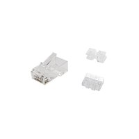 Equip Cat.6A RJ45 Stecker, 100 Stück pro Packung. Stecker: RJ-45, Produktfarbe: Transparent, Steckerverbindergeschlecht: Männlich. Gewicht: 1,6 g, Breite: 22,4 mm, Tiefe: 11,7 mm. Menge pro Packung: 100 Stück(e). Verpackungsbreite: 275 mm, Verpackungstief